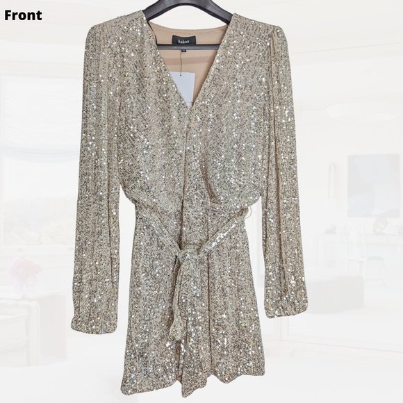Aakaa Pants - [NWT] Sparkly Holiday long-sleeve romper - size S (Gold)